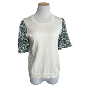 J Crew Mixed Media Sweater Blouse Top